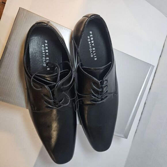 Perry Ellis Men’s Leather Oxford Lace-Up Dress or‎ Casual Shoe Black / Size 9 main image 4